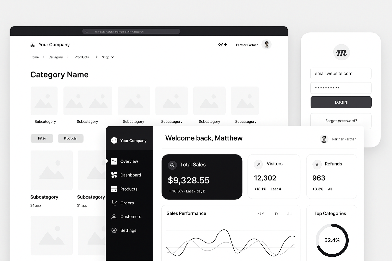 A mock-up of a website
