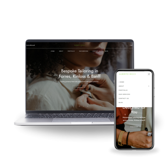 Mock-up of tailor website